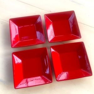 Waechtersbach Square Salad Plate ** Set of 4 ** Gently used ** Cherry Red